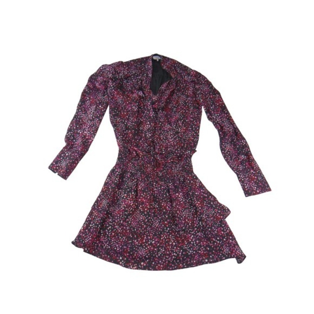 Parker Womens Black Pink‎ Geometric Confetti Smocked Silk Blend Mini Dress XS